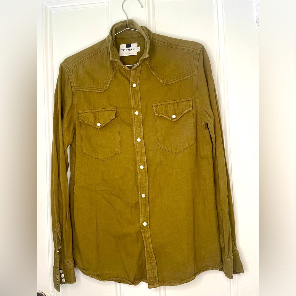 Topman Long Cowboy Style Shirt Light Brown - Small